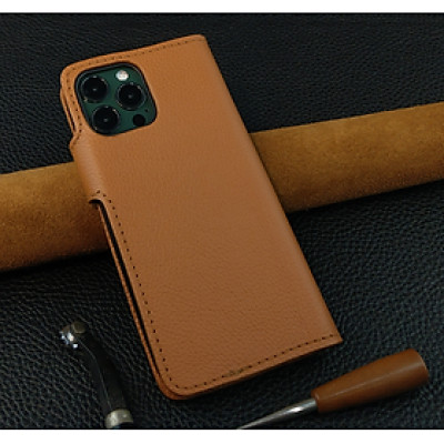 Bao da cho ·điện thoại 12 pro max, 13 pro max handmade dạng ví da bò thật