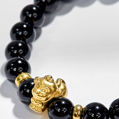 Vòng Tay Đá Thiên Thạch Charm Tuổi Thân Bạc Mạ Vàng 24K Ngọc Quý Gemstones