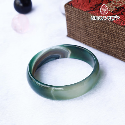 Vòng đá mã não xanh lá rằn ri Ni56 - Ngọc Quý Gemstones