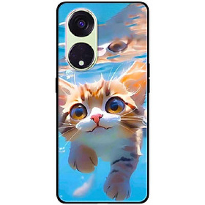 Ốp lưng cho Oppo Reno 2Z - 2F - Reno 6Z - Reno 7Z 5G - 8Z 5G - Reno 8T 4G - Reno 8T 5G - Mèo Bơi - Hàng Chính Hãng