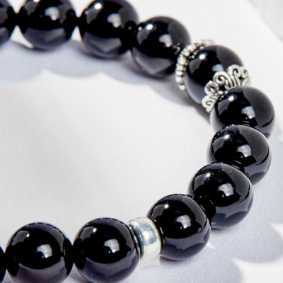 Vòng Tay Phong Thủy Đá Obsidian Phối Charm Cung Hoàng Đạo Bảo Bình (8mm) Mệnh Thủy, Mộc Ngọc Quý Gemstones