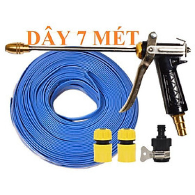 Bộ dây vòi xịt nước ️ , tăng áp 3 lần, loại 7m, 10m 206318 đầu đồng,cút,nối đen 