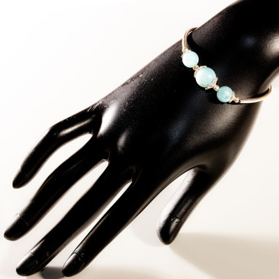 Vòng tay phong thủy đá Aquamarine mix bạc 925 VK009