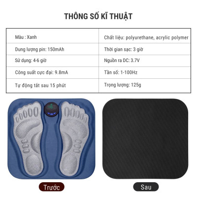 Thảm Massage Chân Xung Điện Kachi MK424 Pin Sạc - Giảm Đau Mỏi, Cải Thiện Tuần Hoàn Máu - hàng chính hãng