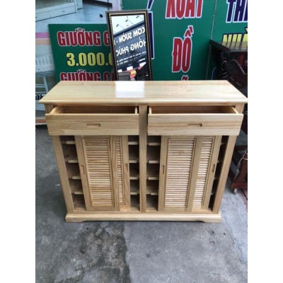 Tủ Đựng Giày Dép Thông Minh Cửa Lùa 4 Cánh Gỗ Thông 100% ( Ngang 1m2 )