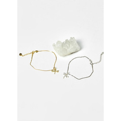 Cặp vòng best friend bạc phối charm chuồn chuồn - Ngọc Quý Gemstones