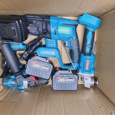 Bộ Combo 3 Món Gồm Máy Khoan Đục Bê Tông, Máy Mài Và Máy Khoan Pin Dùng Pin 199V, 2 Pin 15Cell, Máy Khoan Siêu Khỏe - Bảo Hành 12 Tháng