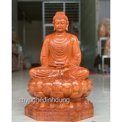 TƯỢNG PHẬT THÍCH CA NGỒI THIỀN BẰNG GỖ HƯƠNG ĐÁ KT CAO 60×36×34CM
