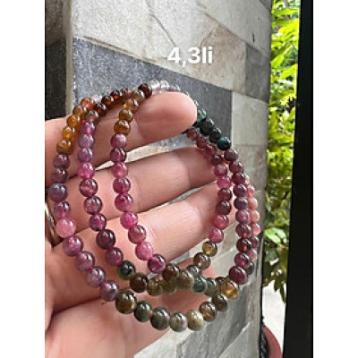 Vòng Chuỗi Nữ Đá tourmaline quấn 3 vòng size hạt 4mm nhiều màu đa sắc Chị Em Nữ đeo tay rất xinh đẹp may mắn tốt cho công việc cuộc sống ạ