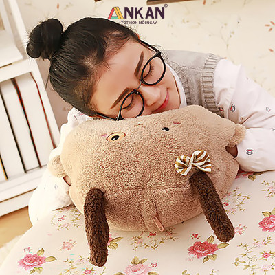 Chăn Gối Văn Phòng 3 Trong 1 Gấu Nâu Độc Đáo Kiểu Dành Cho Nữ Dùng Để Ngủ Trưa Tại Văn Phòng, Tựa Lưng Và Gấu Bông Dùng Để Trang Trí