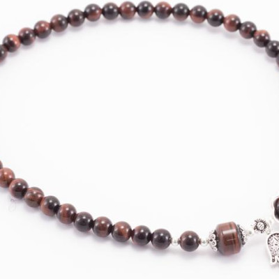 Vòng 2 Line Đá Thạch Anh Mắt Hổ Đỏ Phối Charm Bạc