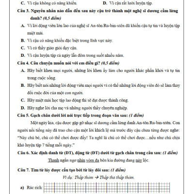 Đề Kiểm Tra Tiếng Việt 4 - Tập 1