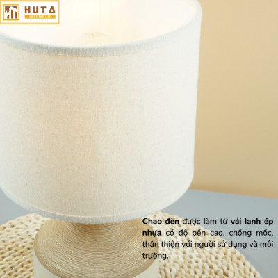 Đèn Ngủ Để Bàn Gốm Sứ Cao Cấp HUTA S14 Vân Màu Gỗ Độc Đáo Sang Trọng, Decor Trang Trí Phòng Ngủ, Khách Sạn, Đọc Sách Đầu Giường, Điều Chỉnh Độ Sáng, Ánh Sáng Vàng