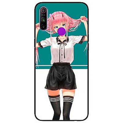 Ốp lưng dành cho Realme C3 mẫu Cô Gái Anime Tóc Hồng