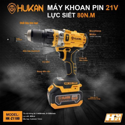 MÁY KHOAN PIN 80NM HK-Z1100 HUKAN (2 PIN ) - HÀNG CHÍNH HÃNG