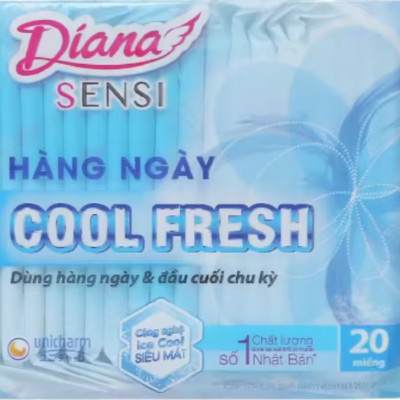 (15.5cm Không Cánh)- 1 Gói Băng Vệ Sinh Diana Hàng Ngày Sensi Cool Fresh- Mỗi Gói 20 Miếng- HSD luôn mới