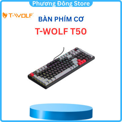 Keyboard T-WOLF T50 Black Chính hãng (Phím cơ, 97 key, Blue Switch, 22 chế độ LED) BH 12 tháng - Hàng chính hãng
