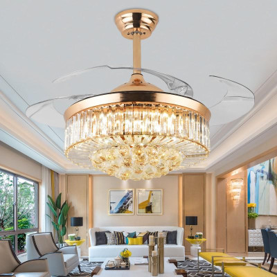 Quạt đèn LED CHOSON cánh cụp xèo phong cánh hiện đại- 3 chế độ ánh sáng - kèm điều khiển từ xa