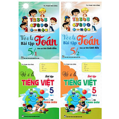 Combo Vở Ô Li Bài Tập Toán + Tiếng Việt 5 (Bám Sát SGK Cánh Diều) (Bộ 4 Cuốn) (HA)