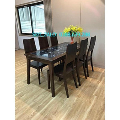 Bộ bàn ăn Tân cổ điển gỗ sồi xám