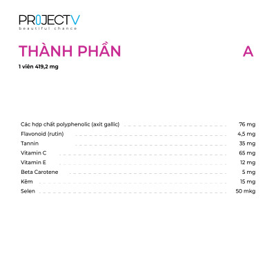 [TẶNG 5 TÚI PV ZIP] Thực Phẩm Sức Khoẻ S+P+A | V Alphabet - Sự Bình Tĩnh, Chống Oxy Hóa & Tiêu Hóa Khỏe - PROJECT V - Xuất xứ Pháp, Hàng Chính Hãng