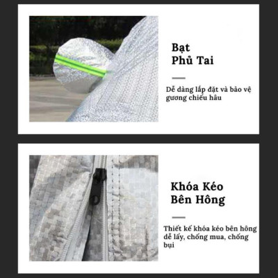 Bạt Phủ Ô Tô Cao Cấp - Bạt Trùm Ô Tô - Bạt Phủ Xe Ô Tô 3 Lớp, Tráng Nhôm, Chống Nắng, Chống Mưa, Chống Xước