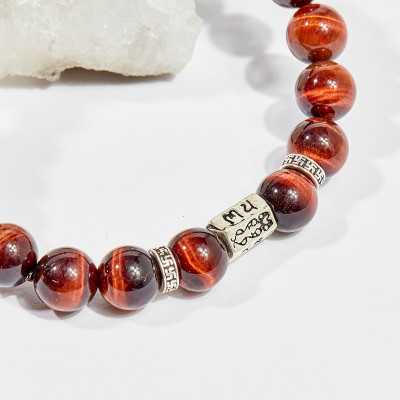 Vòng tay phong thủy nữ đá mắt hổ nâu đỏ charm trụ 8mm mệnh hỏa, thổ - Ngọc Quý Gemstones
