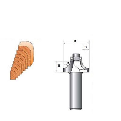 Mũi phay, mũi soi, mũi cắt vát cạnh tròn lồi 1/2"x1/4"(R=3.17mm) ARDEN