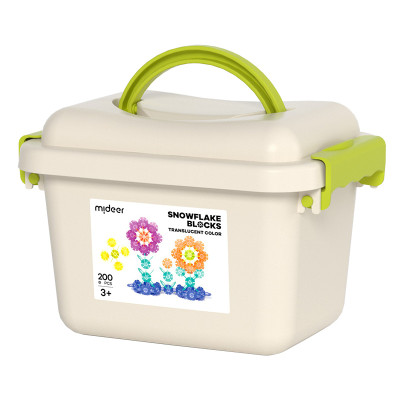 Hộp Đồ Chơi Lắp Ghép Xếp Hình Bông Tuyết - Mideer Snowflake Blocks MD1212 (200 miếng ghép)