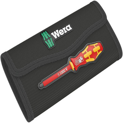 Bộ tua vít cách điện Kraftform Kompakt VDE 17 Universal 1 gồm 4 cạnh, dẹp, hoa thị  các đầu vít thay đổi được gồm 17 chiếc Wera 05006611001