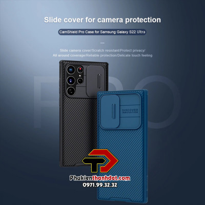 Ốp lưng bảo vệ Camera dành cho SamSung Galaxy S22 Ultra chính hãng NILLKIN CamShield - Hàng nhập khẩu