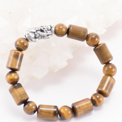 Vòng Thạch Anh Mắt Hổ Hình Trụ Phối Charm Bạc Ngọc Quý Gemstones