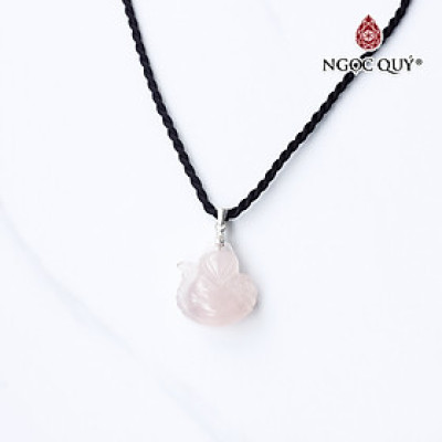 Mặt dây chuyền hồ ly đá thạch anh hồng 19x17mm mệnh hỏa, thổ - Ngọc Quý Gemstones