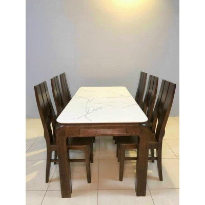 Mẫu Bàn Ăn Gỗ Mặt Đá 6 Ghế Đẹp