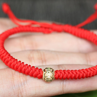 Vòng Kết Dây Đỏ Charm Bi 8Ly Bạc Bọc Vàng 24K Ngọc Quý Gemstones GA158