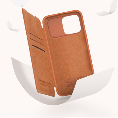 Bao da dành cho iPhone 14 Plus hàng chính hãng Nillkin QIN có nắp trượt bảo vệ camera - Hàng nhập khẩu