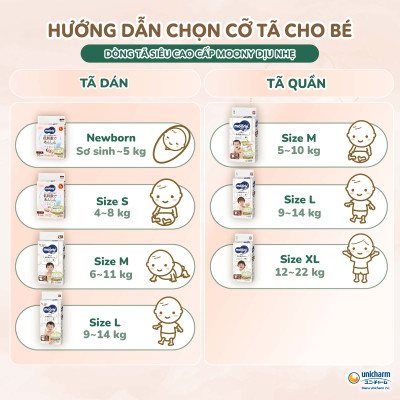 Tã Dán Moony Dịu Nhẹ NB62+4/S58+2/M46/L38