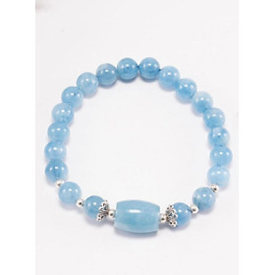Vòng tay phong thủy đá Aquamarine  phối lu thống (8mm) mệnh Thủy, Mộc - Ngọc Quý Gemstones