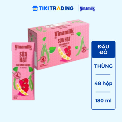 Thùng 48 hộp Sữa đậu nành Vinamilk hạt đậu đỏ 180ml