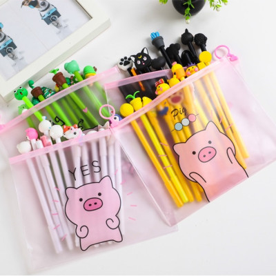 Combo 2 túi đựng bút khóa zip lợn hồng pink pig nhiều mẫu