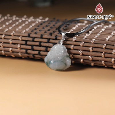 Mặt dây chuyền phật di lặc cẩm thạch hoa bay type A 21x21mm mệnh hỏa mộc - Ngọc Quý Gemstones