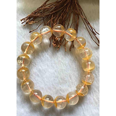 Vòng Thạch Anh Ưu Linh Vàng 12mm Nam Nữ mệnh Kim Thủy Thổ