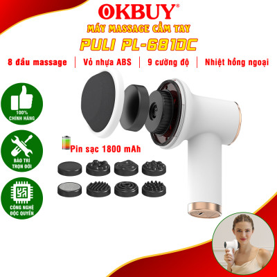 Máy Massage Cầm Tay Mini Puli PL-681DC - 8 Đầu Matxa, Công Suất Mạnh Mẽ Giúp Giảm Đau Mỏi, Thư Giãn