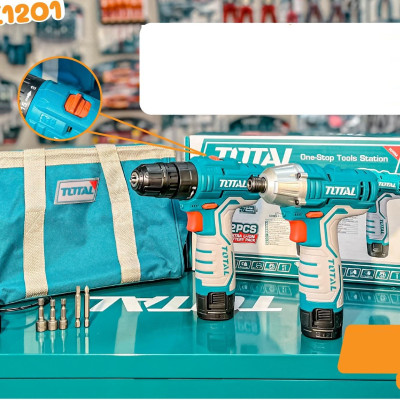 BỘ COMBO MÁY SIẾT VÍT VÀ MÁY KHOAN DÙNG PIN 12V (2 PIN 1.5AH, VÀ 1 SẠC 12V) TOTAL TKLI1201 - HÀNG CHÍNH HÃNG
