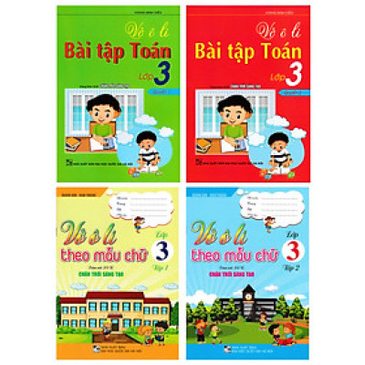 Combo Vở Ô Li Bài Tập Toán Lớp 3 + Vở Ô Li Theo Mẫu Chữ Lớp 3 (Bám Sát SGK Chân Trời Sáng Tạo) (Bộ 4 Cuốn) - HA 