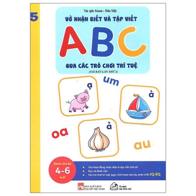 Sách Muki - Bộ 5 Cuốn Vở Nhận Biết Và Tập Viết ABC Qua Các Trò Chơi Trí Tuệ (Dành Cho Trẻ Từ 4-6 Tuổi)