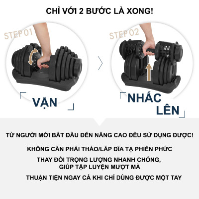 Tạ Đơn Điều Chỉnh Lysin Pumpking 24kg – Tạ Gym Đổi Trọng Lượng Nhanh Một Tay