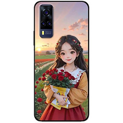 Ốp lưng cho Vivo V23e - Y31 - Y51 - Y55 - Y55s - Y55 2022 - Thiếu Nữ Cầm Hoa Hồng - Hàng Chính Hãng