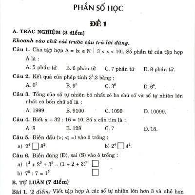 60 Đề Kiểm Tra Toán 6 (Theo Chương Trình GDPT Mới)