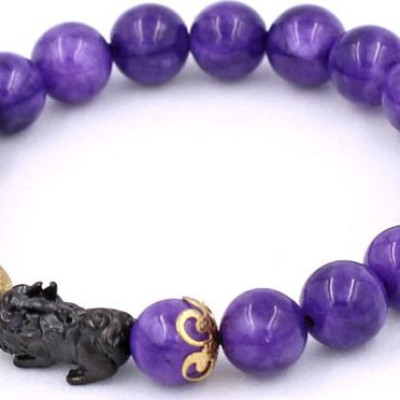 Vòng chuỗi đeo tay Đá Vân Rồng Tím size 8 ly, 10 ly, 12 ly - Vòng tay Tỳ Hưu Đôi inox đen VVRITHHEV8 - hợp mệnh Hỏa, mệnh Thổ